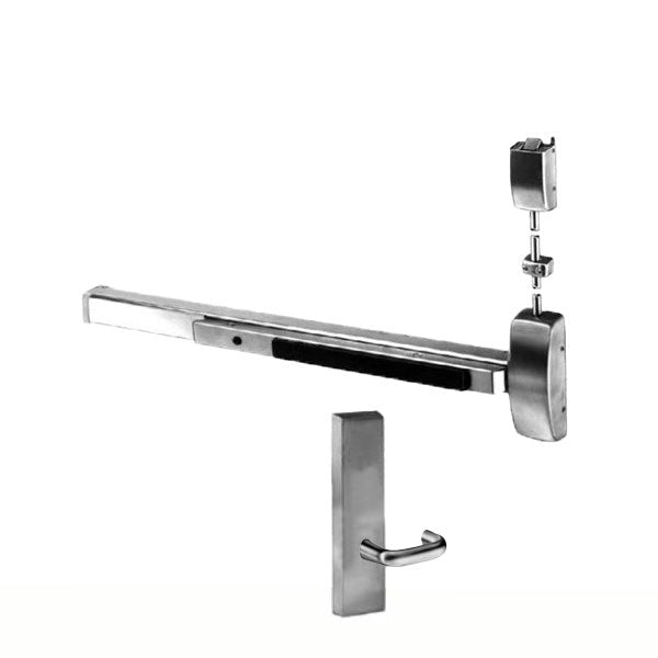 Sargent - 8715F - Surface Vertical Exit Rod - Top Latch - Passage - 36" x 84" - Optional Handing - Satin Stainless Steel - Fired Rated - Grade 1