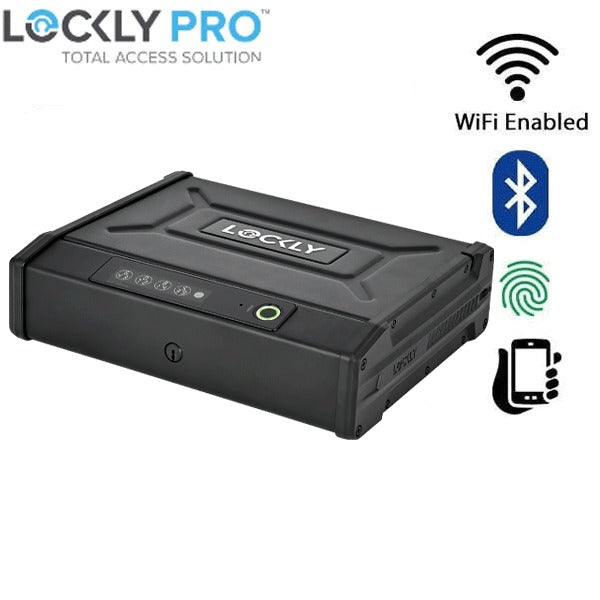 Lockly - PGV528W - Smart Safe - Digital Keypad - Biometric Fingerprint - Wi-Fi - Bluetooth App Controlled - Matte Black