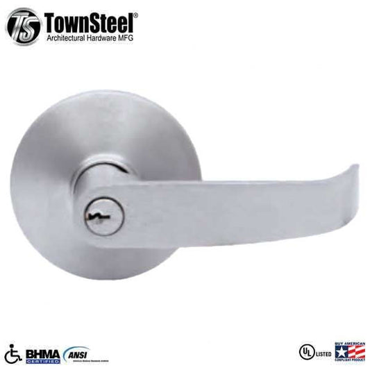 TownSteel - ED8900LQ - Sectional Lever Trim - Entrance - LQ Curved Lever - Non-Handed - 6-Pin Schlage Keyway - Compatible with Concealed V/R Exit Device - Satin Chrome - Grade 1