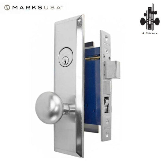Marks USA -114A/26D - Metro Mortise Knob Lock - US26D - 8" x 1-1/16"- Entrance - LH