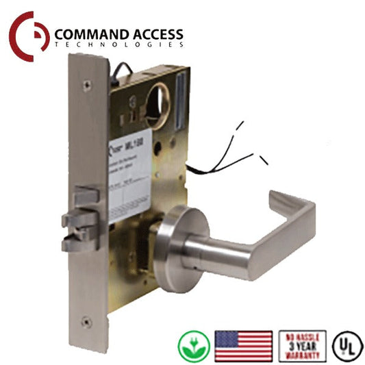 Command Access - Electrified Mortise Lever set - Fail Secure - Storeroom - L6 - 24V - Satin Chrome - Grade 1
