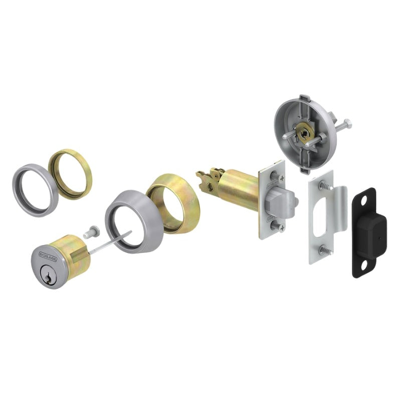 Schlage - B250P6 - Single Cylinder Deadlatch - Conventional 6-Pin Cylinder - 2-3/8" Backset - Satin Chrome Finish - Grade 2