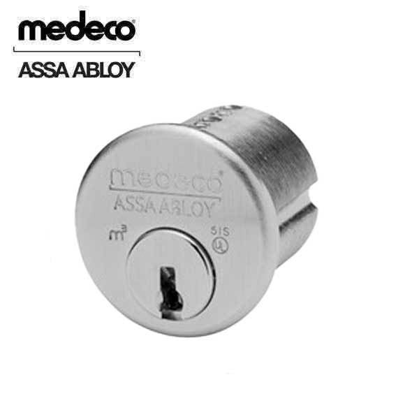 Medeco - 100200T - M3 Biaxial - 6-Pin - 1-1/8" Mortise Cylinder - Z01 Standard Yale Cam - DL Keyway Pinned - 26 - Satin Chrome - Grade 1