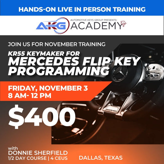 Hands-On Live In-Person Training - KR55 Keymaker For Mercedes Flip Key Programing With Donnie Sherfield - 1/2 Day Course - 4 CEU's (November 3, 2023 - Dallas, Texas)