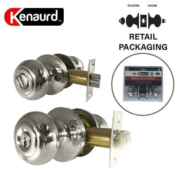Premium Knob Set Lock- Entrance - SS - Satin Silver - Retail Packaging - SC1 - Grade 3