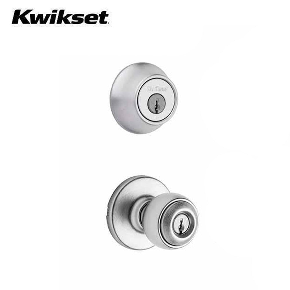 Kwikset - Tylo Combo Set - Single Deadbolt & Knob - Round Rose - Optional Finish - Grade 3