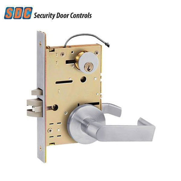SDC - Z7852LQE - Solenoid Controlled Mortise Lock - Fail Secure - Eclipse Rose - Left Hand - 12/24VDC - Satin Chrome - Fire Rated - Grade 1