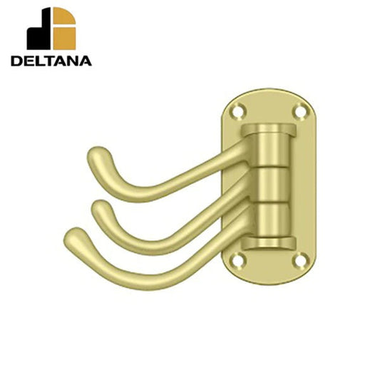 Deltana - Triple Swivel Hook - Heavy Duty - 4" Projection - 3-1/8" x 1-1/2" Base Size - Optional Finish